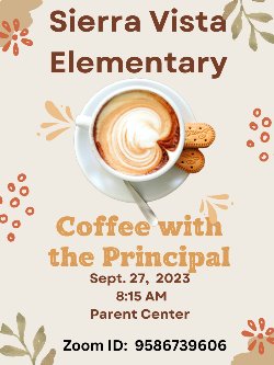 Flyer announcing Coffee with the Principal